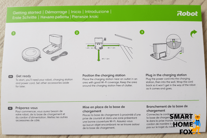 DieSchnellatartanleitung zeigt die ersten Schritte zur Inbetriebnahme des iRobo Roomba j7+